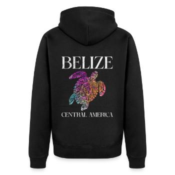Belize - Unisex Premium Bio Zip Hoodie - Schwarz - Hinten - Nico (187cm)