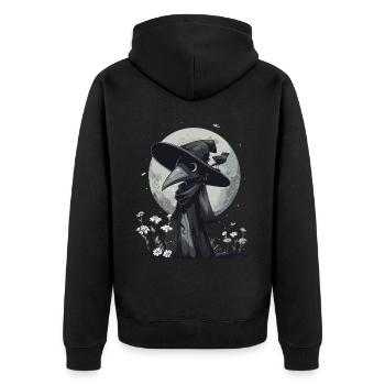 Plague Doctor Kawaii Pastel Gothic - Unisex Premium Bio Zip Hoodie - Schwarz - Hinten - Nico (187cm)