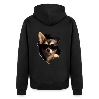 Lustiges Hunde Hundebesitzer Süßer Hund Chihuahua - Unisex Premium Bio Zip Hoodie - Schwarz - Hinten - Nico (187cm)