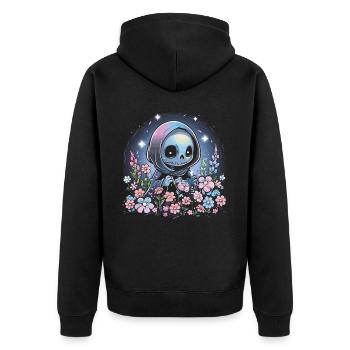 Kawaii Reaper Pastel Goth Cute Anime - Unisex Premium Bio Zip Hoodie - Schwarz - Hinten - Nico (187cm)