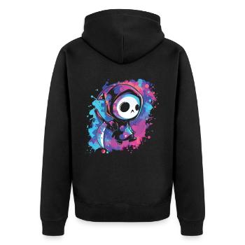 Kawaii Reaper Pastel Goth Cute Anime - Unisex Premium Bio Zip Hoodie - Schwarz - Hinten - Nico (187cm)