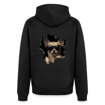 Lustiges Hunde Hundebesitzer Süßer Hund Chihuahua - Unisex Premium Bio Zip Hoodie - Schwarz - Hinten - Nico (187cm)