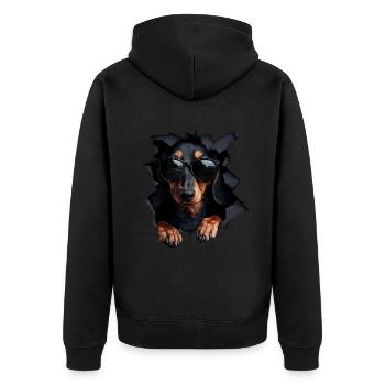 Drôle de chien Propriétaire de chien Chien mignon Teckel - Veste à capuche bio Premium Unisexe - noir - Dos - Nico (187cm)