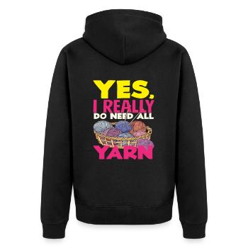 Tricoter Yes I Need Yarn - Veste à capuche bio Premium Unisexe - noir - Dos - Nico (187cm)