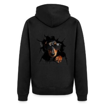 Drôle de chien Propriétaire de chien Chien mignon Teckel - Veste à capuche bio Premium Unisexe - noir - Dos - Nico (187cm)