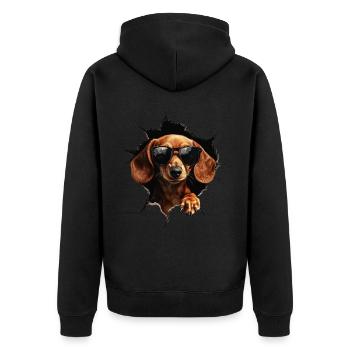 Drôle de chien Propriétaire de chien Chien mignon Teckel - Veste à capuche bio Premium Unisexe - noir - Dos - Nico (187cm)