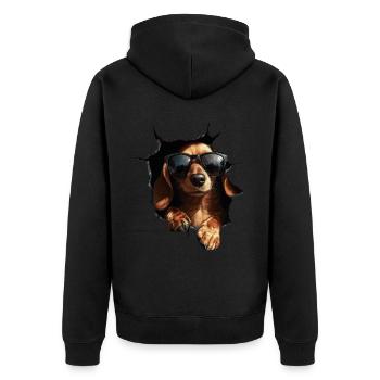 Drôle de chien Propriétaire de chien Chien mignon Teckel - Veste à capuche bio Premium Unisexe - noir - Dos - Nico (187cm)