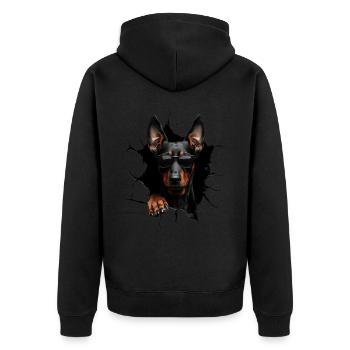Drôle de chien propriétaire Chien mignon Doberman - Veste à capuche bio Premium Unisexe - noir - Dos - Nico (187cm)