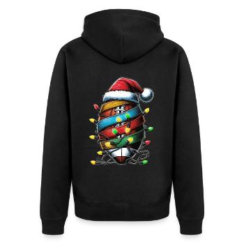 Flag Football Coach Team Weihnachtsmütze Xmas - Unisex Premium Bio Zip Hoodie - Schwarz - Hinten - Nico (187cm)