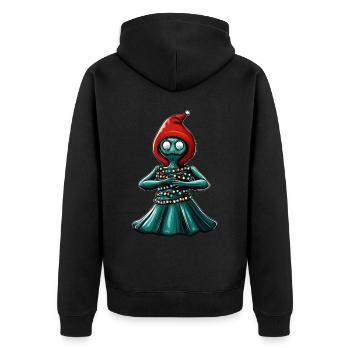 Flatwoods Monster Kryptide Kryptozoologie - Unisex Premium Bio Zip Hoodie - Schwarz - Hinten - Nico (187cm)