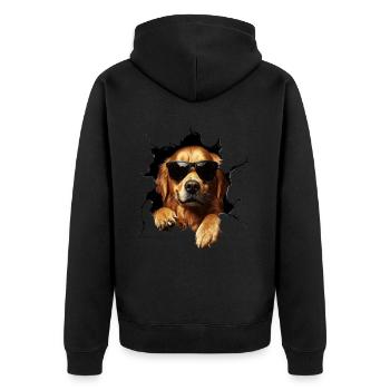 Lustiges Hunde Hundebesitzer Süßer Hund Retriever - Unisex Premium Bio Zip Hoodie - Schwarz - Hinten - Nico (187cm)