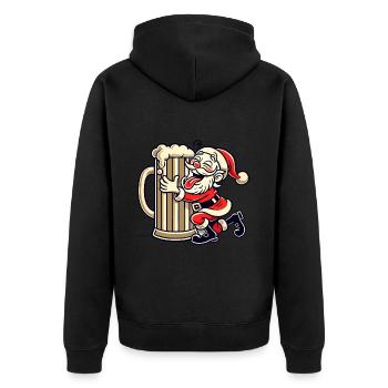 Weihnachtsmann Umarmt Riesiges Bierglas - Unisex Premium Bio Zip Hoodie - Schwarz - Hinten - Nico (187cm)