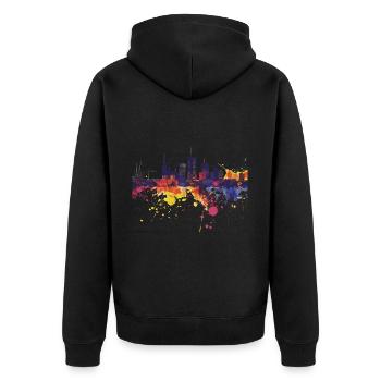 Utrecht - Unisex Premium Bio Zip Hoodie - Schwarz - Hinten - Nico (187cm)