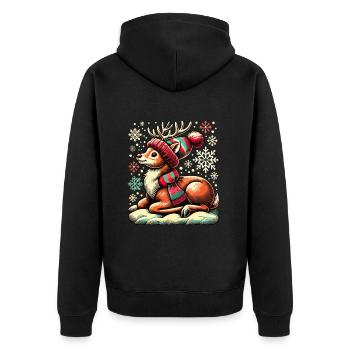 Renne de Noël vintage mignon mignon faon - Veste à capuche bio Premium Unisexe - noir - Dos - Nico (187cm)