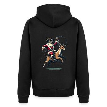 Rodéo du Père Noël cow-boy sur renne - Veste à capuche bio Premium Unisexe - noir - Dos - Nico (187cm)