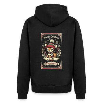Vintage Noël renne neige flocons de neige - Veste à capuche bio Premium Unisexe - noir - Dos - Nico (187cm)