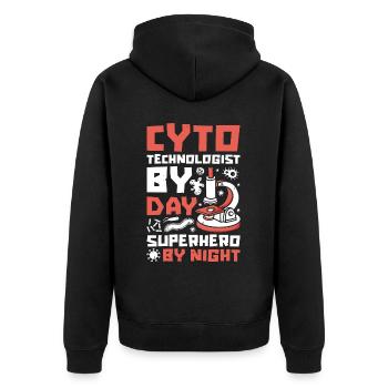 Zytotechnologe - Unisex Premium Bio Zip Hoodie - Schwarz - Hinten - Nico (187cm)
