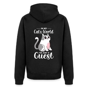 Funny cat saying - Unisex Premium Organic Zip Hoodie - black - Back - Nico (187cm)