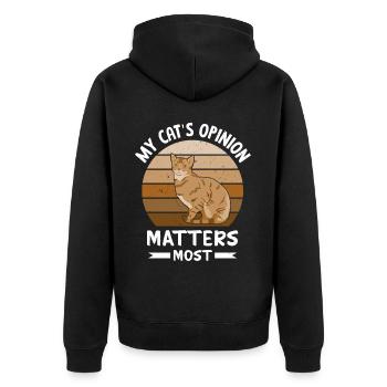 Funny cat saying - Unisex Premium Organic Zip Hoodie - black - Back - Nico (187cm)