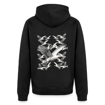 Seagull Seagulls Maritime - Unisex Premium Organic Zip Hoodie - black - Back - Nico (187cm)