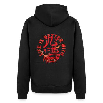 Hibachi Life Is Better With Hibachi Flames - Unisex Premium Bio Zip Hoodie - Schwarz - Hinten - Nico (187cm)