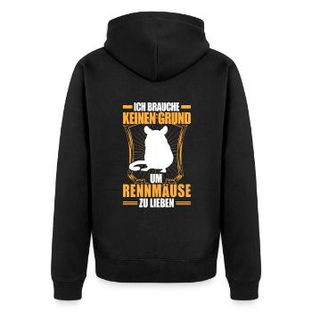 Gerbil No Reason Rodent Gerbil - Unisex Premium Organic Zip Hoodie - black - Back - Nico (187cm)