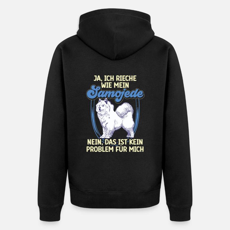 Samojede Samojedenspitz Rieche nach Samojede - Unisex Premium Bio Zip Hoodie - Schwarz