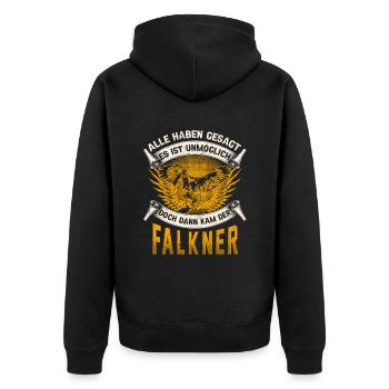 Falkner ist unmöglich Beizjagd Falknerei - Unisex Premium Bio Zip Hoodie - Schwarz - Hinten - Nico (187cm)