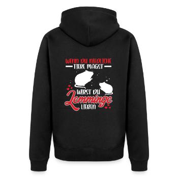 You'll like lemmings Vole lemming - Unisex Premium Organic Zip Hoodie - black - Back - Nico (187cm)