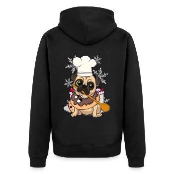 Pug Christmas Dog Dog Christmas Xmas - Unisex Premium Organic Zip Hoodie - black - Back - Nico (187cm)