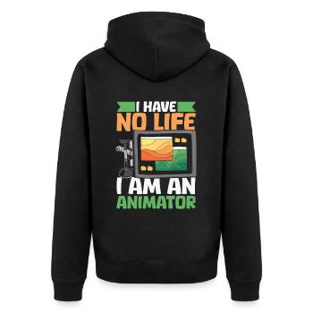 Animator - Unisex Premium Organic Zip Hoodie - black - Back - Nico (187cm)