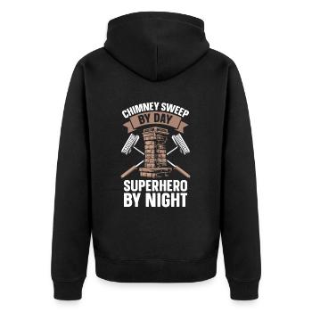 Schornsteinfeger - Unisex Premium Bio Zip Hoodie - Schwarz - Hinten - Nico (187cm)