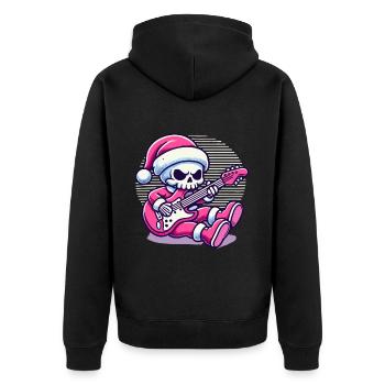 Christmassy skeleton guitarist rocks - Unisex Premium Organic Zip Hoodie - black - Back - Nico (187cm)