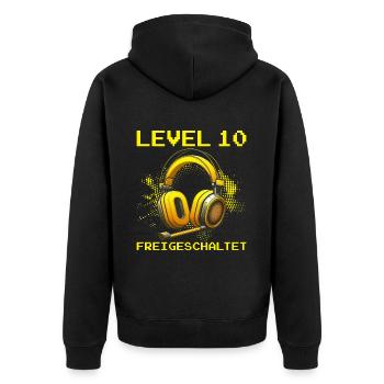 Level 10 Freigeschaltet Gaming Geburtstag PC - Unisex Premium Bio Zip Hoodie - Schwarz - Hinten - Nico (187cm)
