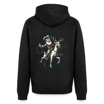 Aventure du cavalier cow-boy du Père Noël - Veste à capuche bio Premium Unisexe - noir - Dos - Nico (187cm)