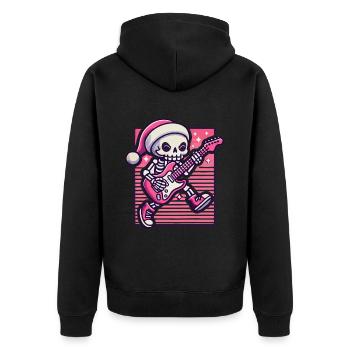 Christmas Skeleton Guitarist Rocks - Unisex Premium Organic Zip Hoodie - black - Back - Nico (187cm)