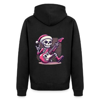 Christmas Skeleton Guitarist Rocks - Unisex Premium Organic Zip Hoodie - black - Back - Nico (187cm)