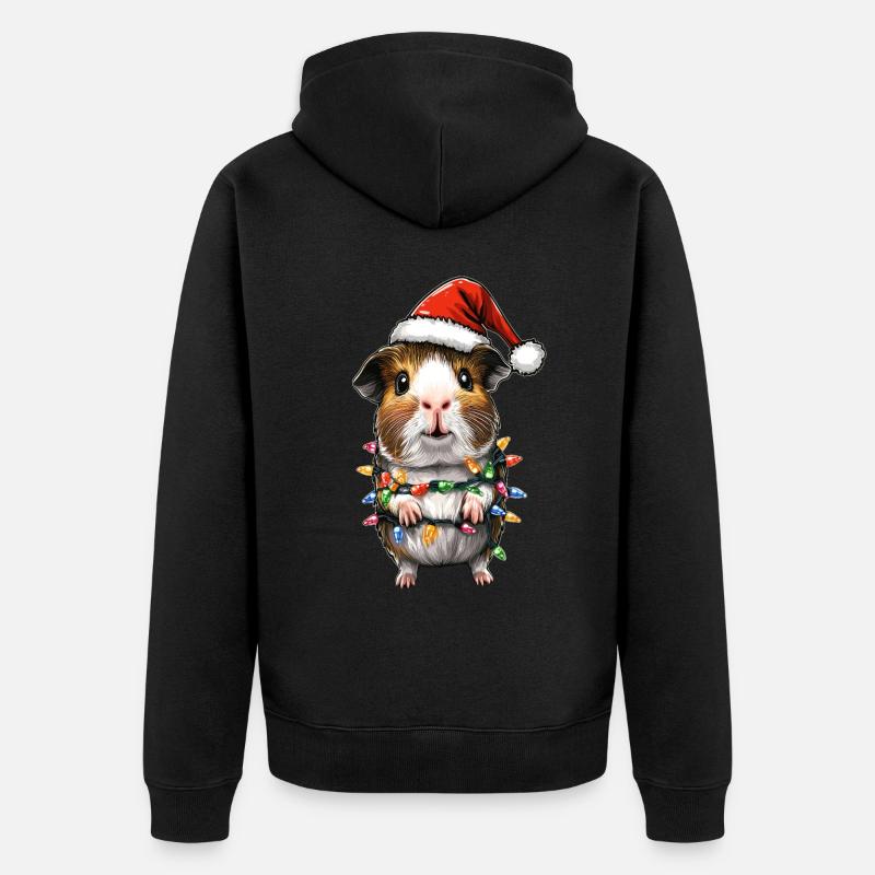 Cochon d’Inde mignon Père Noël - Veste à capuche bio Premium Unisexe - noir