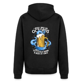 Könnte 8 Bier Auf Einmal trinken Oktopoden Octopoda - Unisex Premium Bio Zip Hoodie - Schwarz - Hinten - Nico (187cm)