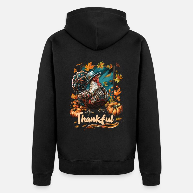 Grateful Gobble Wobble Thanksgiving - Veste à capuche bio Premium Unisexe - noir