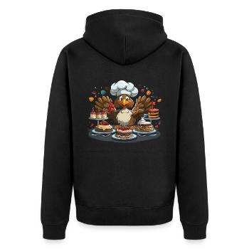 Grateful Gobble Wobble Thanksgiving - Unisex Premium Organic Zip Hoodie - black - Back - Nico (187cm)