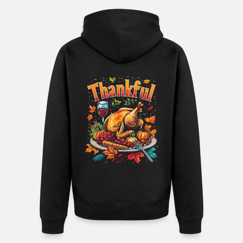 Grateful Gobble Wobble Thanksgiving - Veste à capuche bio Premium Unisexe - noir