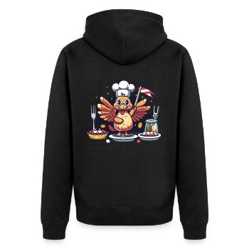 Grateful Gobble Wobble Thanksgiving - Unisex Premium Organic Zip Hoodie - black - Back - Nico (187cm)