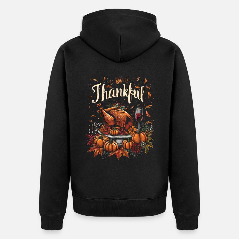 Grateful Gobble Wobble Thanksgiving - Veste à capuche bio Premium Unisexe - noir