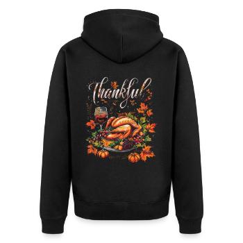 Dankbares Gobble Wobble Thanksgiving - Unisex Premium Bio Zip Hoodie - Schwarz - Hinten - Nico (187cm)