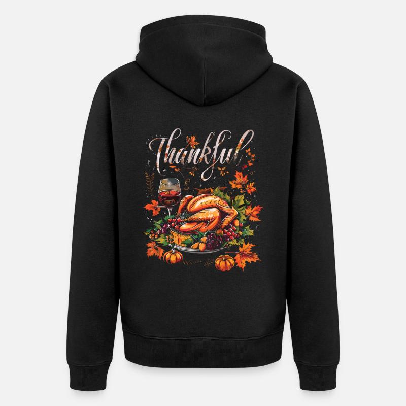 Grateful Gobble Wobble Thanksgiving - Veste à capuche bio Premium Unisexe - noir
