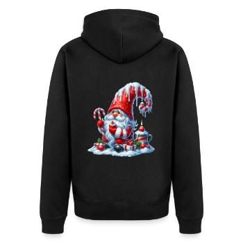 Nain de Noël avec canne à sucre et bougie - Veste à capuche bio Premium Unisexe - noir - Dos - Nico (187cm)