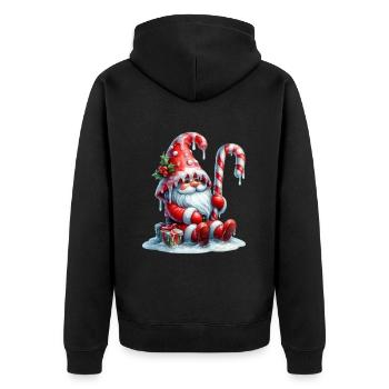 Magic Christmas gnome with candy cane and - Unisex Premium Organic Zip Hoodie - black - Back - Nico (187cm)