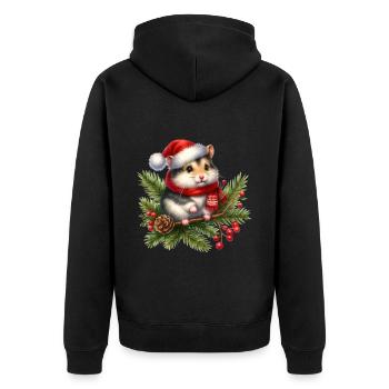 Mignon hamster de Noël avec chapeau - Veste à capuche bio Premium Unisexe - noir - Dos - Nico (187cm)