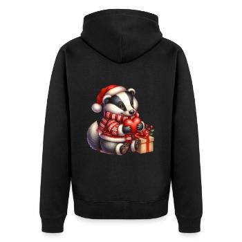 Blaireau de Noël avec cœur et cadeaux - Veste à capuche bio Premium Unisexe - noir - Dos - Nico (187cm)